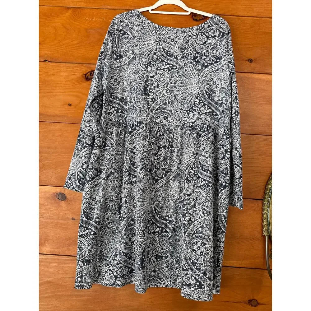 Peruvian Connection Midnight Lacemaker Dress Long Sleeve Babydoll Casual Sz XL - Picture 3 of 5